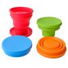 1pc Soft Silicone With Lid; Retractable Mini Folding Water Cup; For Outdoor Travel Hotel